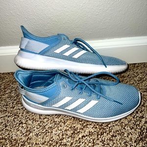 Adidas light blue memory foam athletic shoes